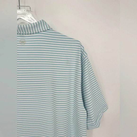 NWT Peter Millar Crown Crafted Performance Jersey Polo Shirt Turquoise Stripe XL - Picture 6 of 10